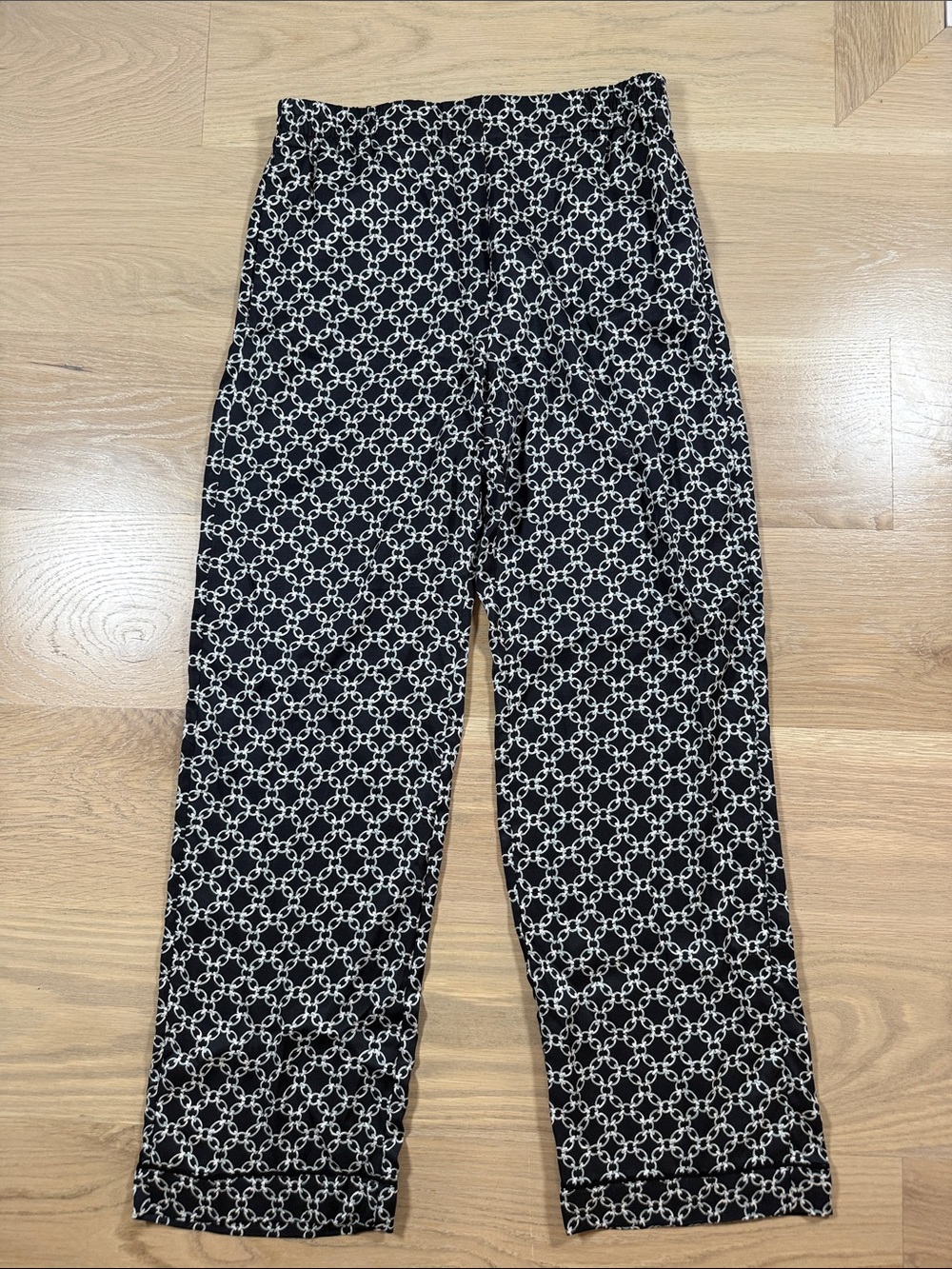 The Kooples Chain Print Viscose Pull On Pants Size 1 Small Black White